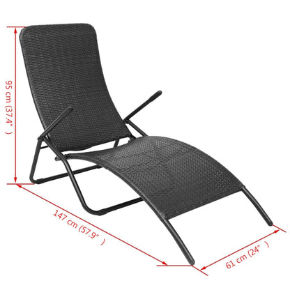 vidaXL Sun Lounger | Black | PE rattan, Powder-coated steel | Standard