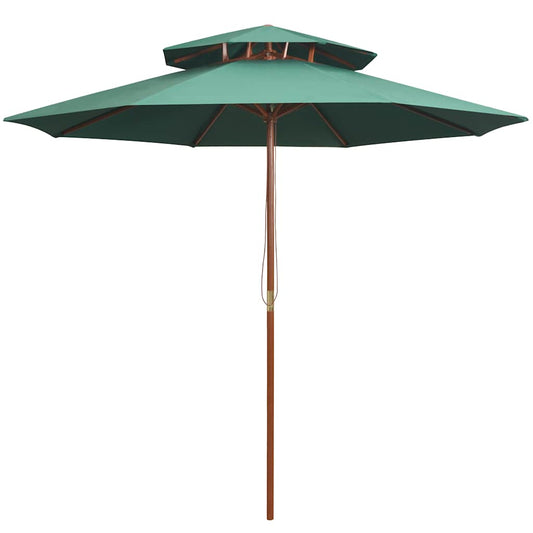 42963 vidaXL Double Decker Parasol 270x270 cm Wooden Pole Green