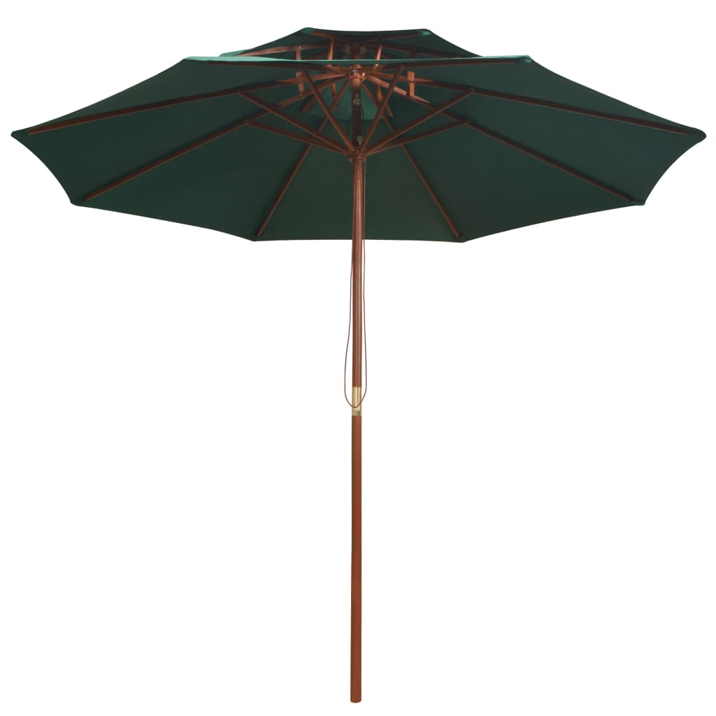 vidaXL Double Decker Garden Parasol 270x270 cm Wooden Pole Green