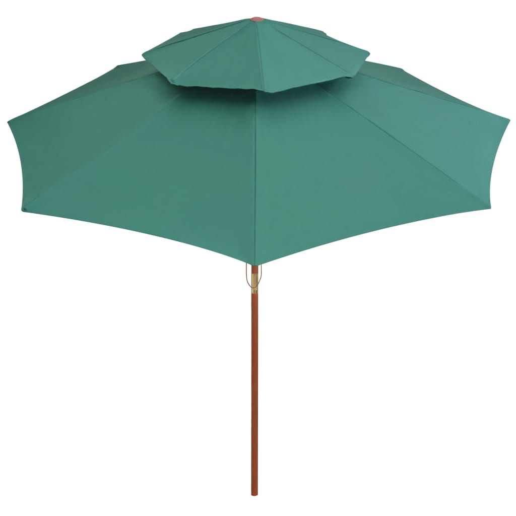 vidaXL Double Decker Garden Parasol 270x270 cm Wooden Pole Green