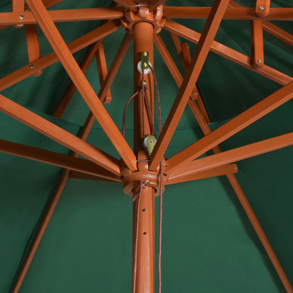 vidaXL Double Decker Garden Parasol 270x270 cm Wooden Pole Green