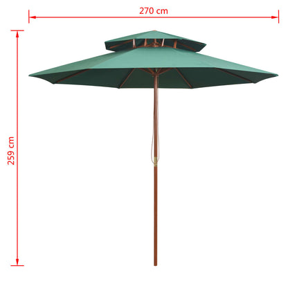 vidaXL Double Decker Garden Parasol 270x270 cm Wooden Pole Green