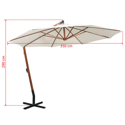vidaXL Garden Parasol | White | Polyester fabric | 3.5m diameter