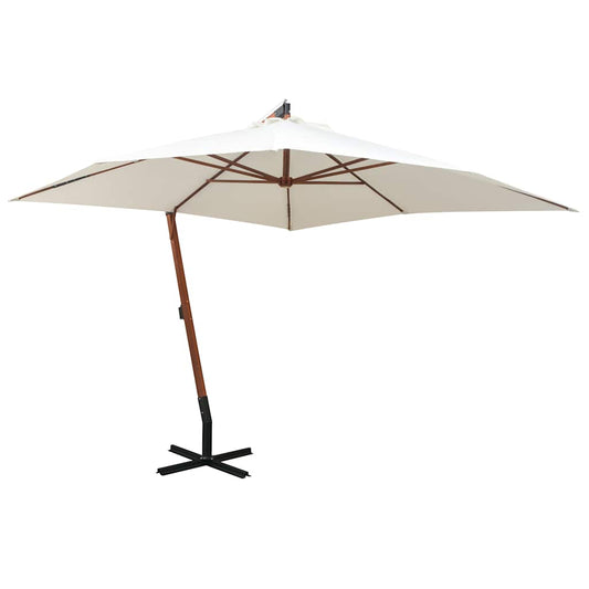42968 vidaXL Hanging Parasol 300x300 cm Wooden Pole White