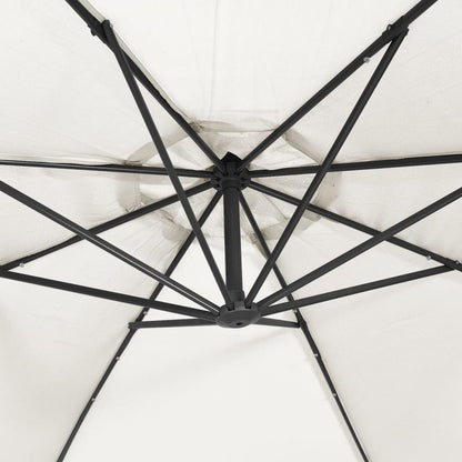 vidaXL Hanging Garden Parasol with LED Lighting 300 cm Sand Metal Pole