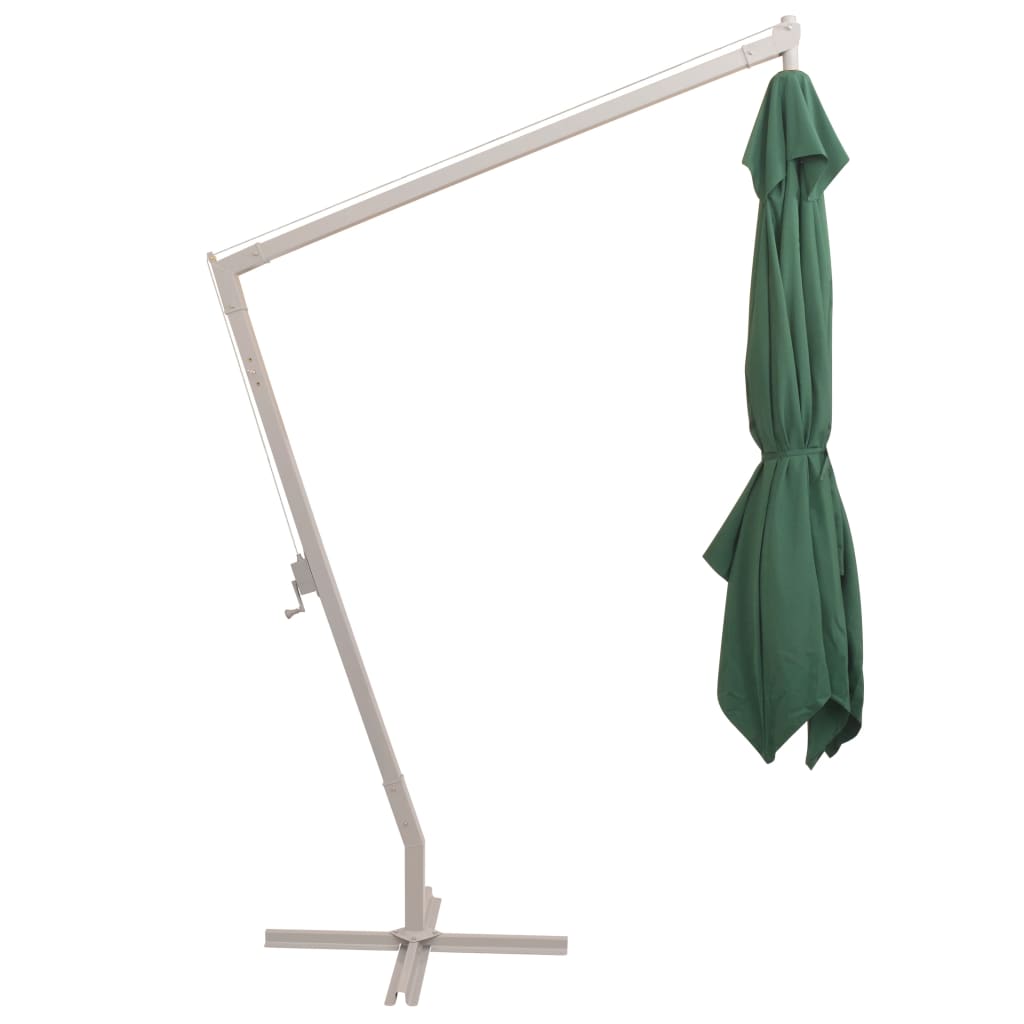 vidaXL Hanging Parasol | Green | Polyester Fabric | Large | Height-Adjustable