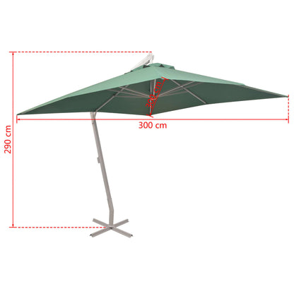 vidaXL Hanging Parasol | Green | Polyester Fabric | Large | Height-Adjustable