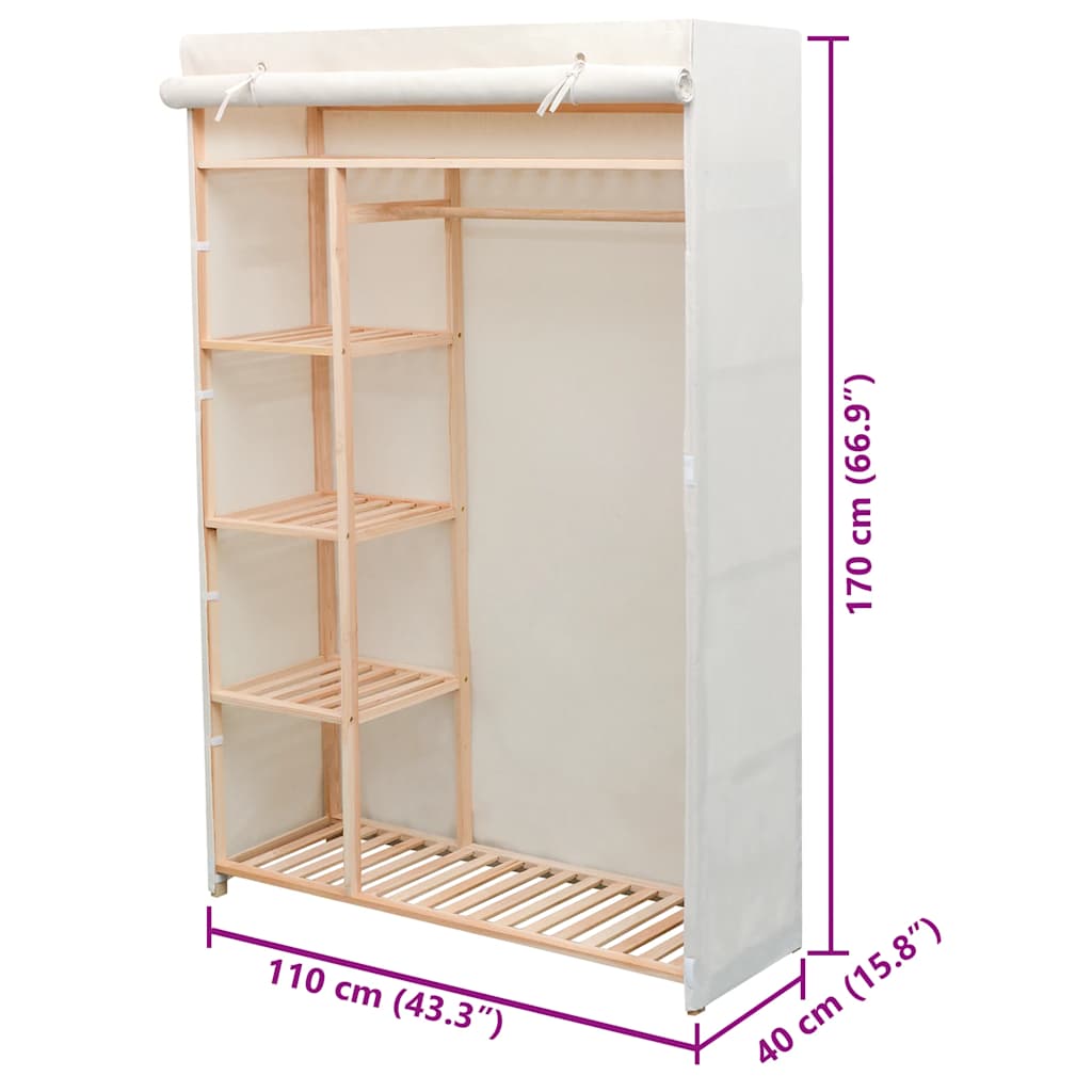 vidaXL Wardrobe Fabric and Pinewood 110x40x170 cm