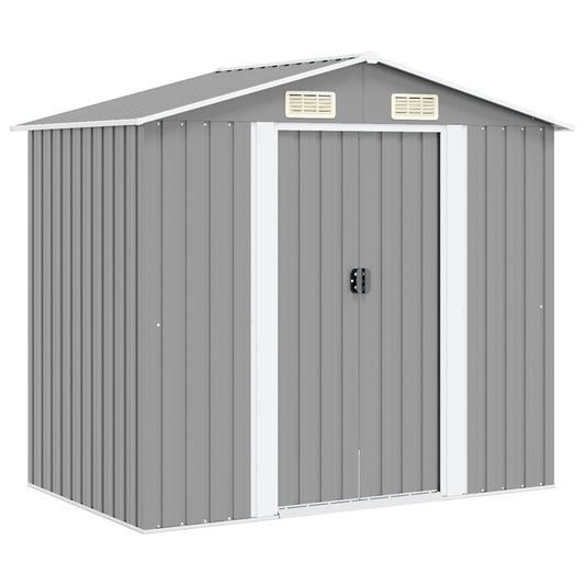 42983 vidaXL Garden Storage Shed Grey Metal 204x132x186 cm