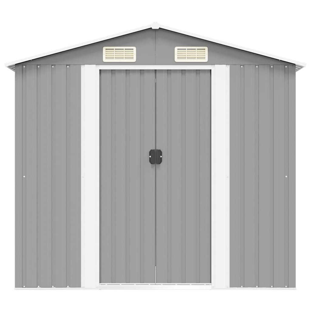 vidaXL Garden Storage Shed Grey Metal 204x132x186 cm