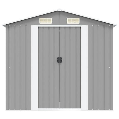 vidaXL Garden Storage Shed Grey Metal 204x132x186 cm