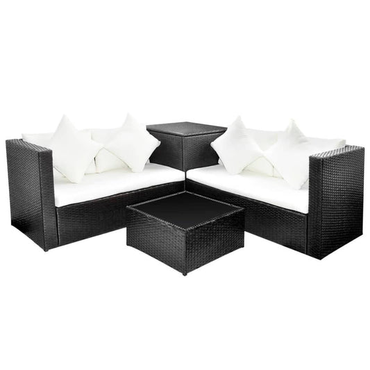 vidaXL Patio Furniture | Black | PE Rattan | Garden Lounge Set | Rectangular
