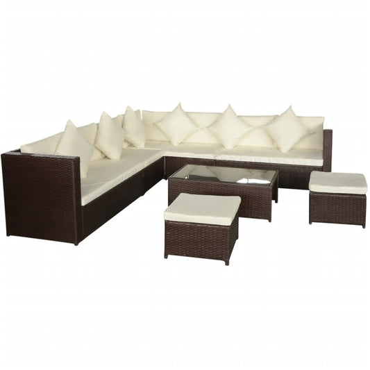vidaXL Patio Furniture | Brown | PE Rattan, Powder-Coated Steel, Polyester