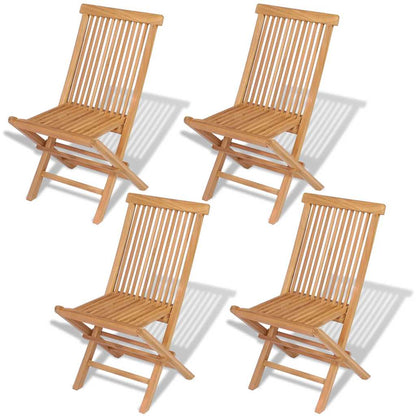 vidaXL Folding Chair | Set of 4 | Natural Teak | Solid Teak Wood | Standard