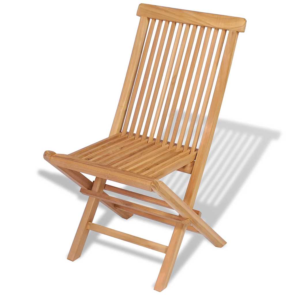 vidaXL Folding Chair | Set of 4 | Natural Teak | Solid Teak Wood | Standard