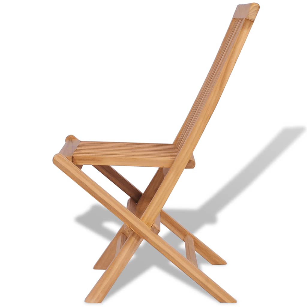 vidaXL Folding Chair | Set of 4 | Natural Teak | Solid Teak Wood | Standard