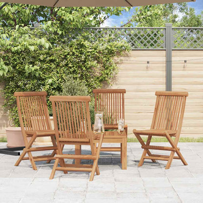 vidaXL Folding Chair | Set of 4 | Natural Teak | Solid Teak Wood | Standard