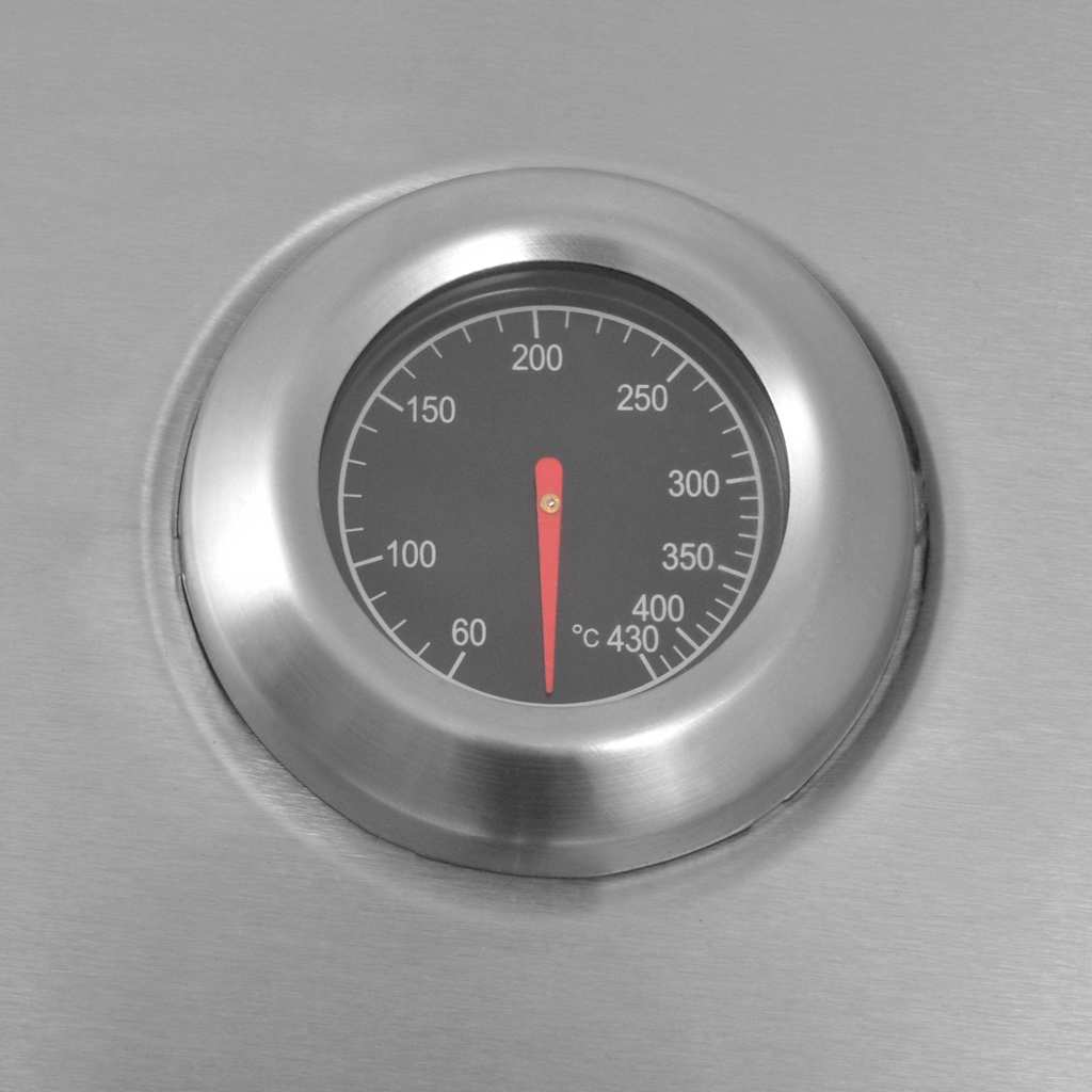 vidaXL Burner Gas Grill with Wheel Silver Steel with Metal Hose