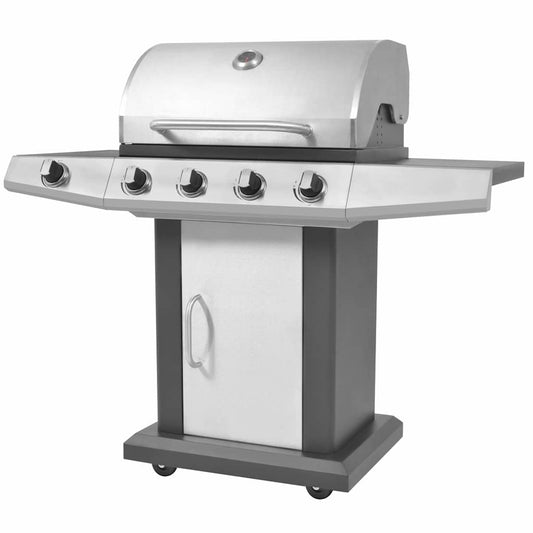 vidaXL Gas Barbecue Grill Silver Stainless steel