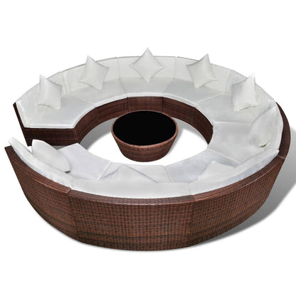 vidaXL 10 Piece Garden Lounge Set with Cushions Poly Rattan Brown
