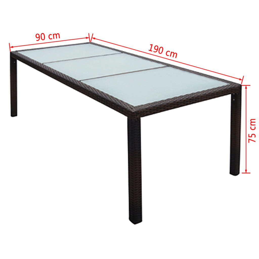 vidaXL Patio Furniture | Brown | Steel Frame, Aluminium Feet, PE Rattan | Large