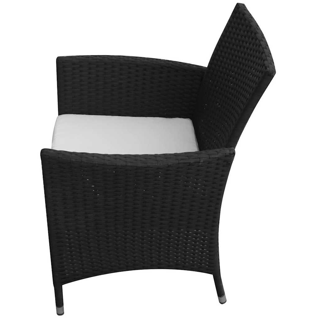 vidaXL 9 Piece Outdoor Dining Set with Cushions Poly Rattan Black