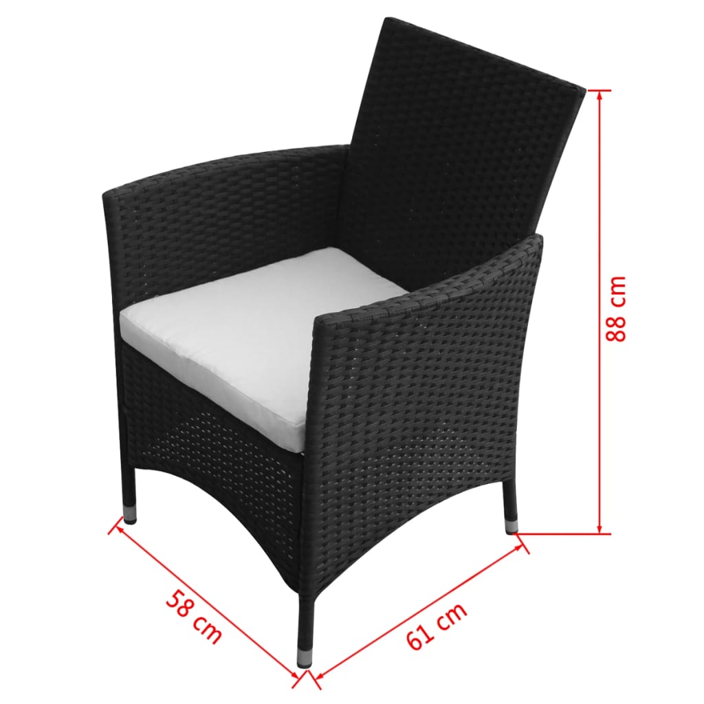 vidaXL 9 Piece Outdoor Dining Set with Cushions Poly Rattan Black