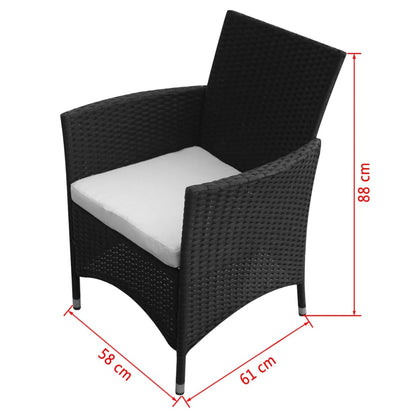 vidaXL 9 Piece Outdoor Dining Set with Cushions Poly Rattan Black