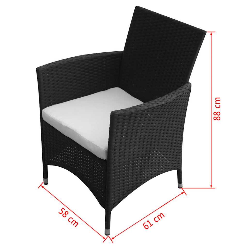 vidaXL 9 Piece Outdoor Dining Set with Cushions Poly Rattan Black