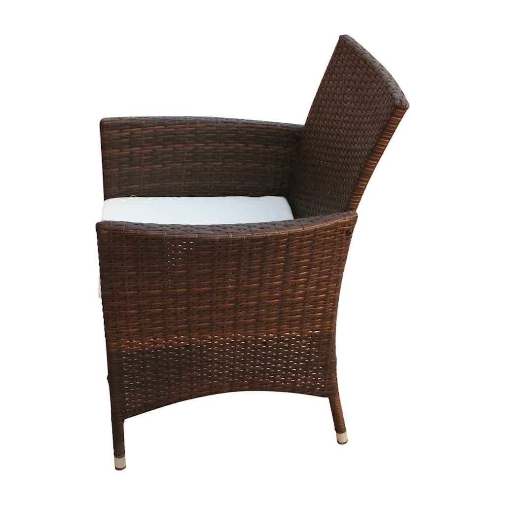 vidaXL 7 Piece Outdoor Dining Set with Cushions Poly Rattan Brown