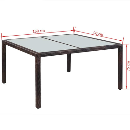 vidaXL 7 Piece Outdoor Dining Set with Cushions Poly Rattan Brown