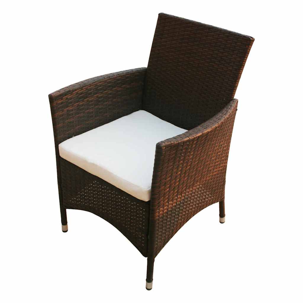 vidaXL 5 Piece Outdoor Dining Set with Cushions Poly Rattan Brown