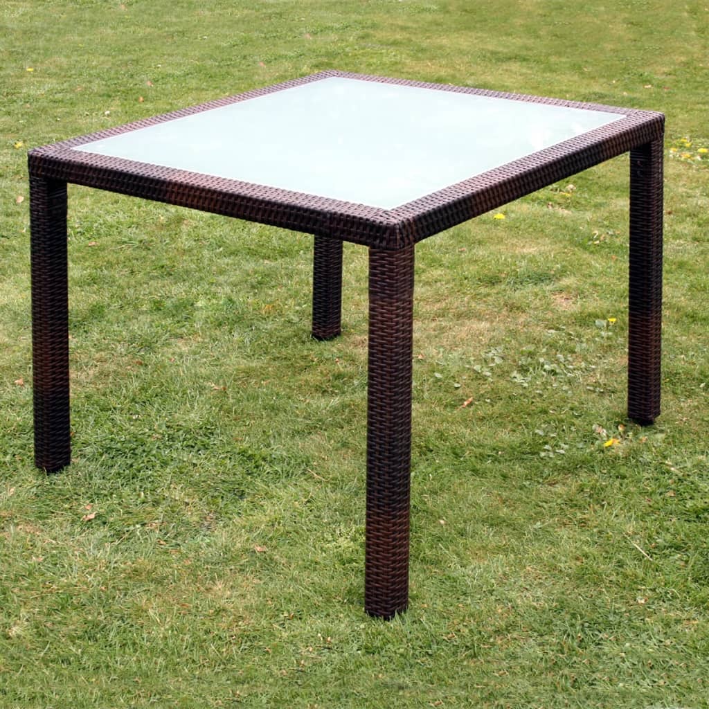 vidaXL Patio Furniture | Brown | Steel frame, Poly Rattan, Aluminium feet, Glass
