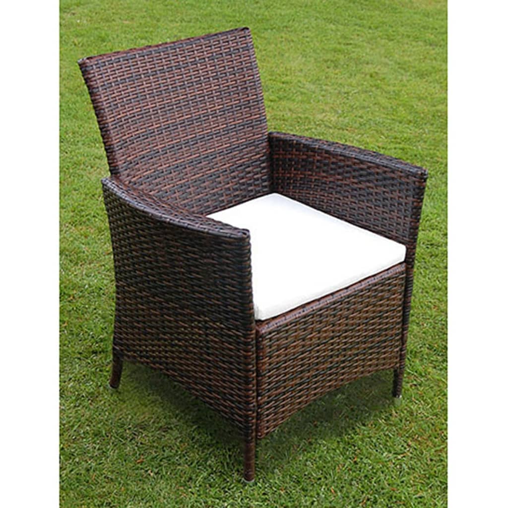 vidaXL Patio Furniture | Brown | Steel frame, Poly Rattan, Aluminium feet, Glass
