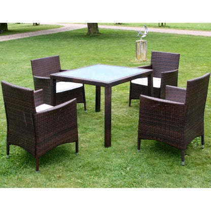 vidaXL Patio Furniture | Brown | Steel frame, Poly Rattan, Aluminium feet, Glass