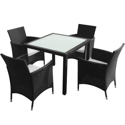 vidaXL Patio Furniture | Black | Poly Rattan, Steel, Glass | Medium