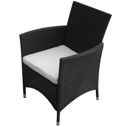vidaXL Patio Furniture | Black | Poly Rattan, Steel, Glass | Medium