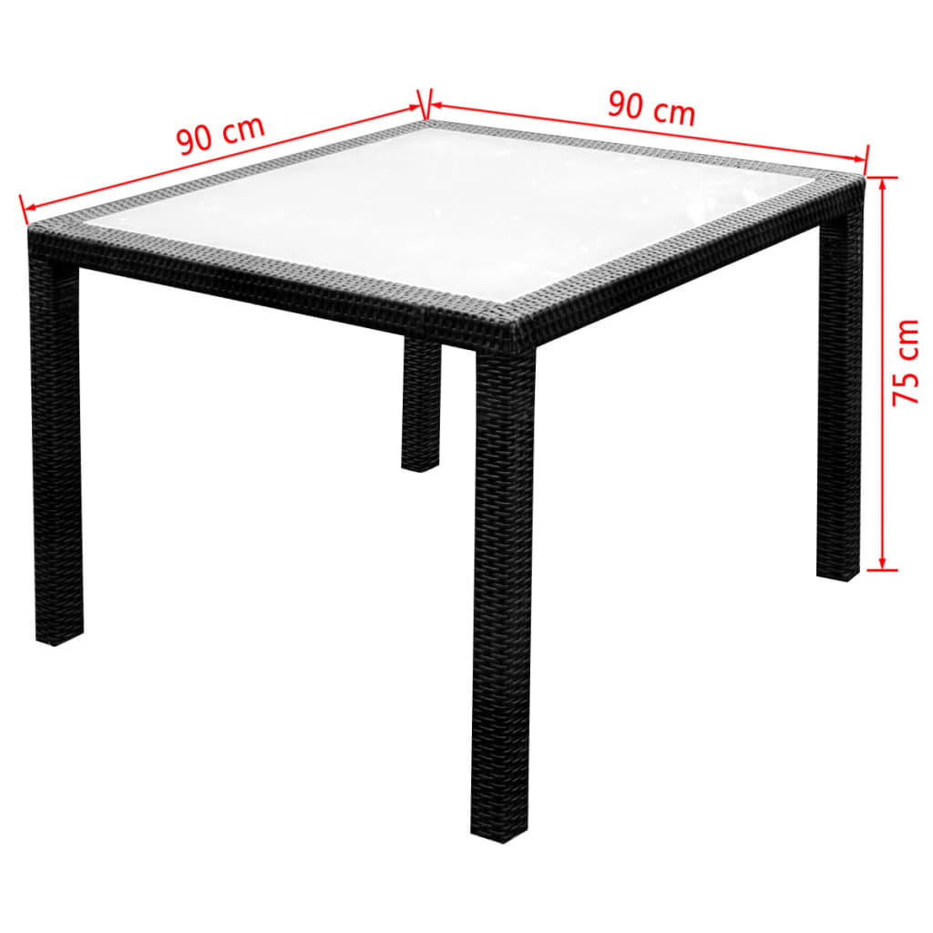 vidaXL Patio Furniture | Black | Poly Rattan, Steel, Glass | Medium