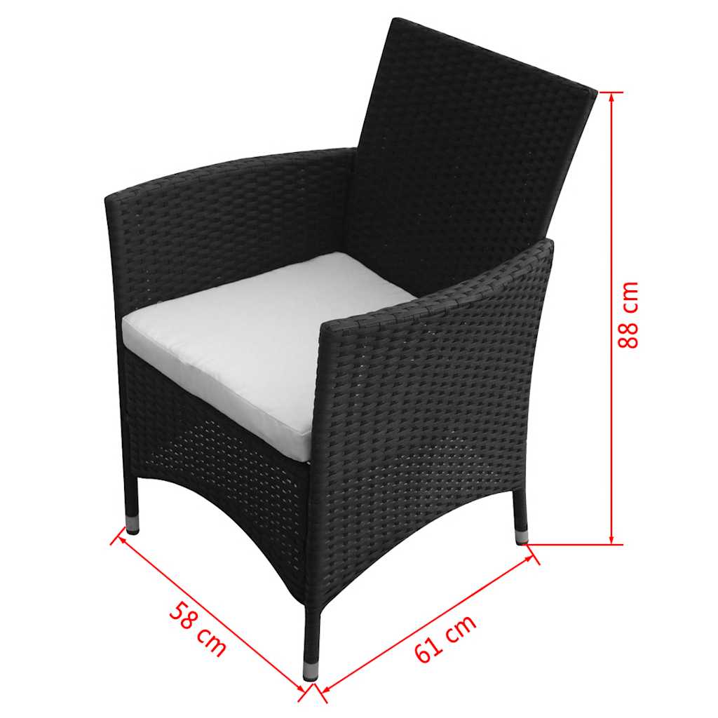 vidaXL 5 Piece Outdoor Dining Set with Cushions Poly Rattan Black