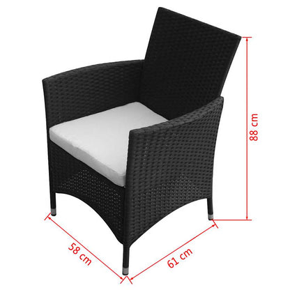 vidaXL 5 Piece Outdoor Dining Set with Cushions Poly Rattan Black