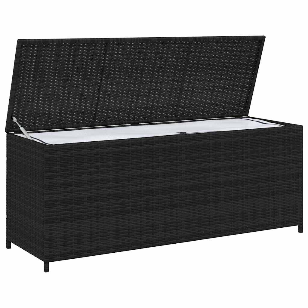 vidaXL Garden Storage Box | Black | PE rattan, Powder-coated steel
