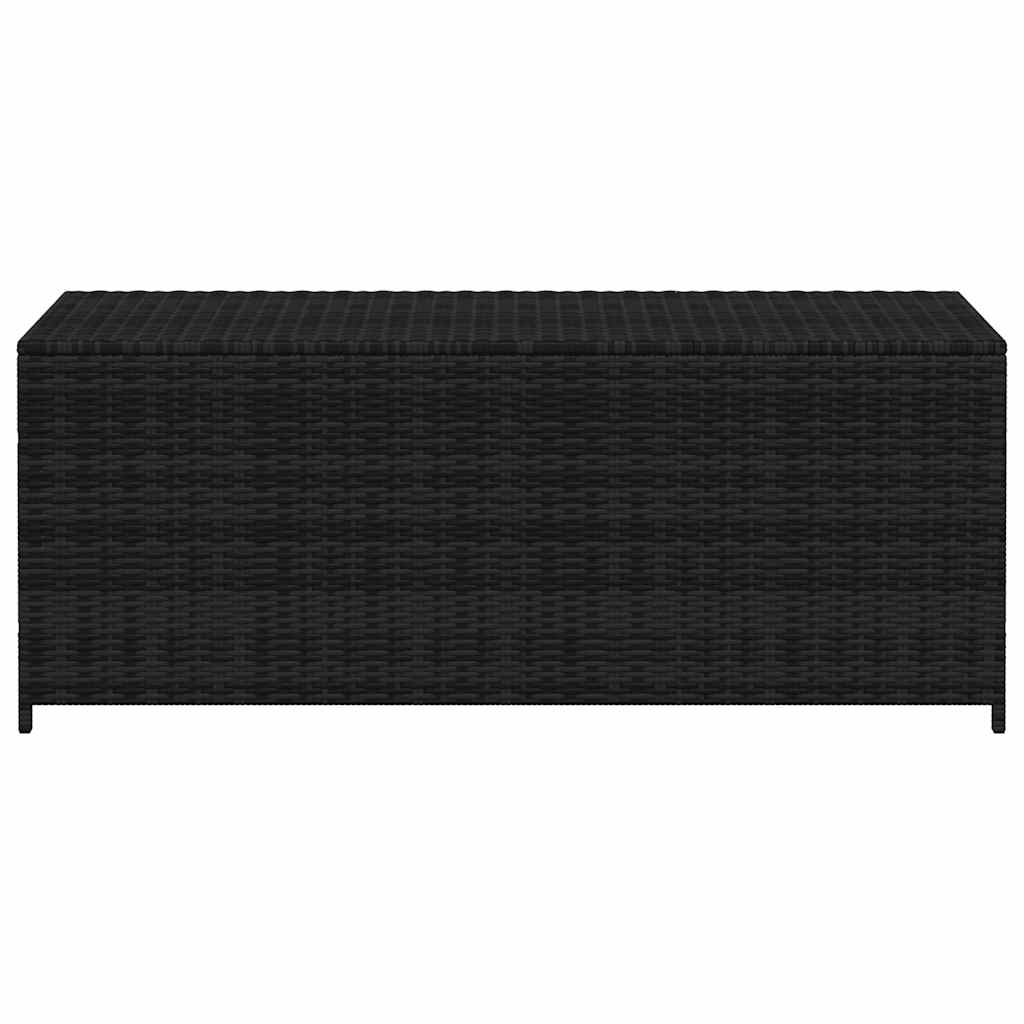vidaXL Garden Storage Box | Black | PE rattan, Powder-coated steel