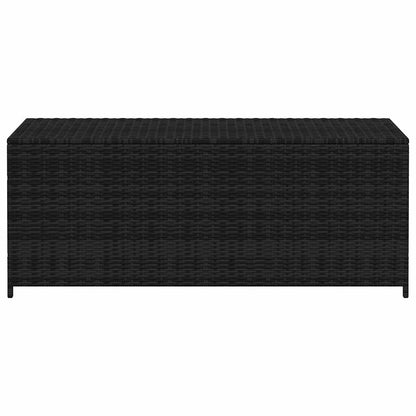 vidaXL Garden Storage Box | Black | PE rattan, Powder-coated steel