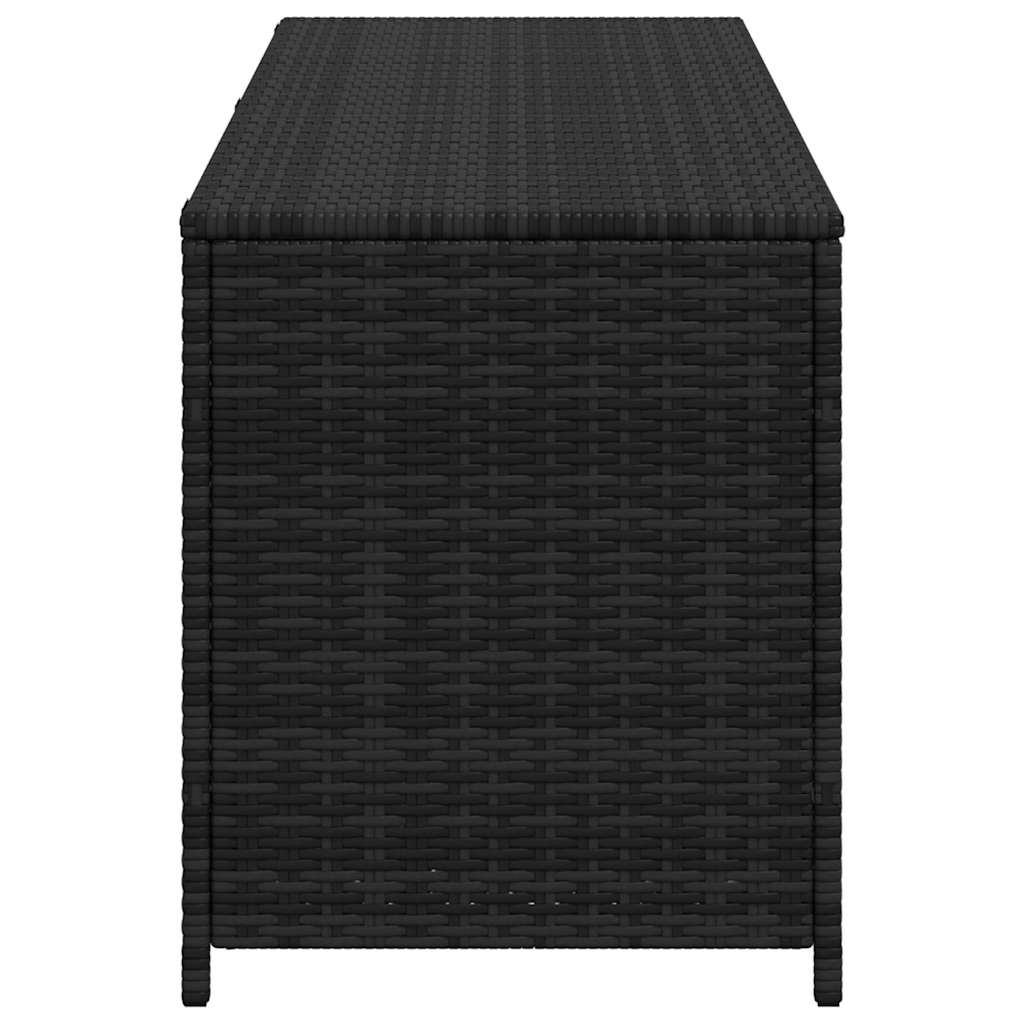 vidaXL Garden Storage Box | Black | PE rattan, Powder-coated steel