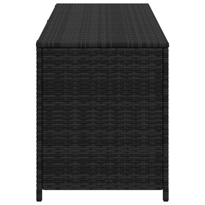 vidaXL Garden Storage Box | Black | PE rattan, Powder-coated steel