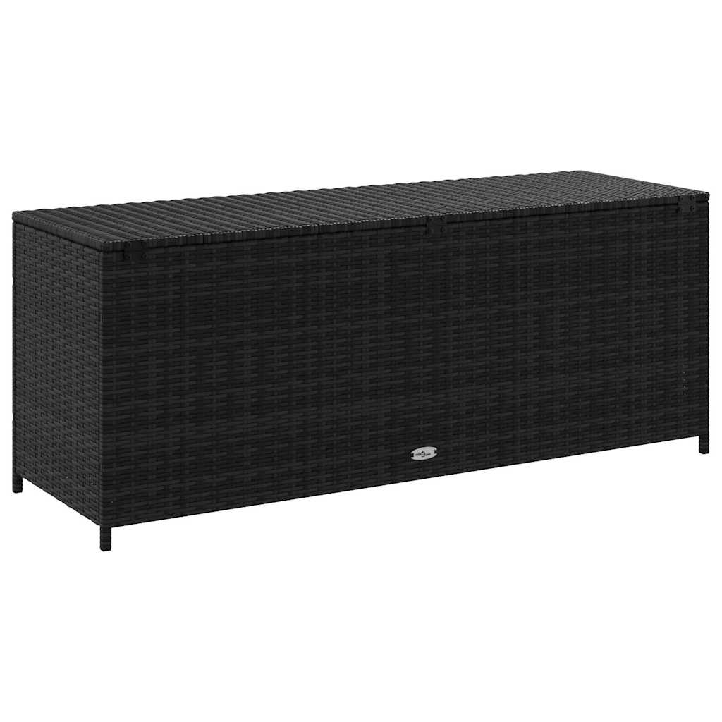 vidaXL Garden Storage Box | Black | PE rattan, Powder-coated steel