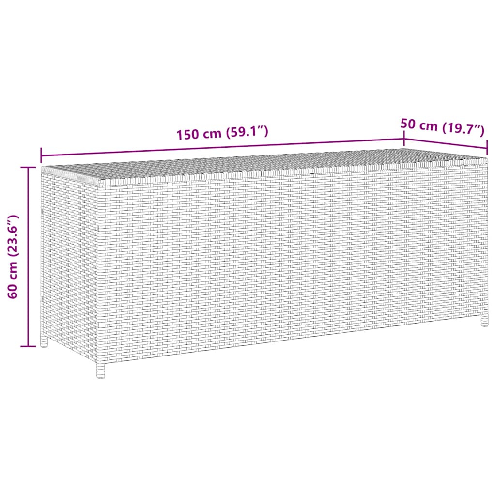 vidaXL Garden Storage Box | Black | PE rattan, Powder-coated steel