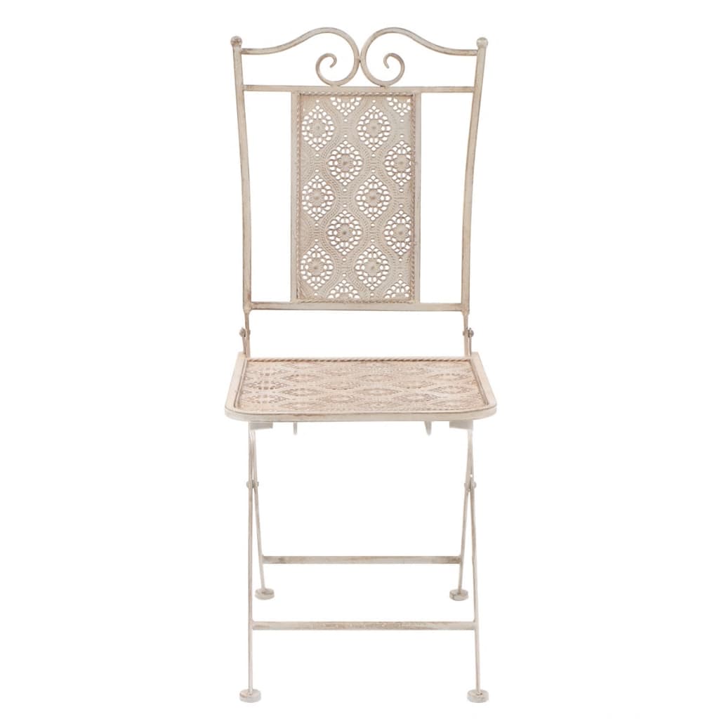 vidaXL 3 Piece Bistro Set Steel White