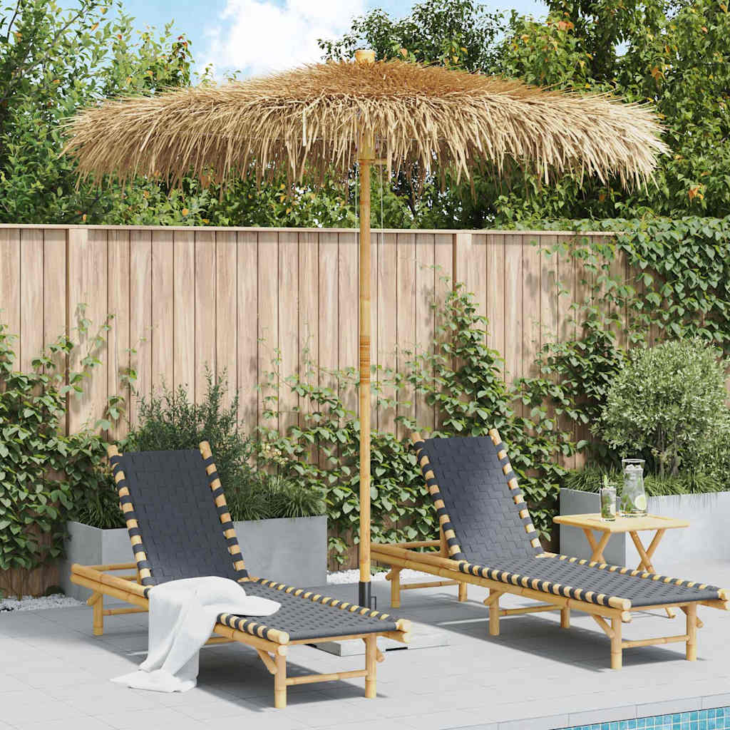 vidaXL Garden Parasol | Brown | Bamboo and Banana Leaf | Large | Foldable