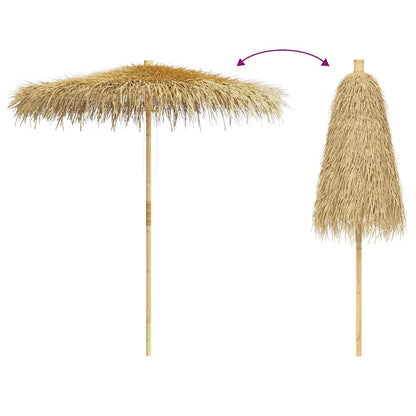 vidaXL Garden Parasol | Brown | Bamboo and Banana Leaf | Large | Foldable